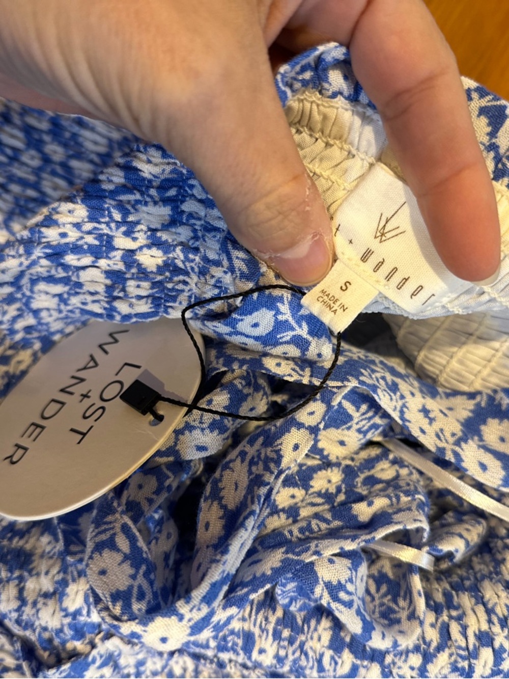 Lost + Wander Floral One Shoulder Dress in Blue and White - Picture 4 of 5